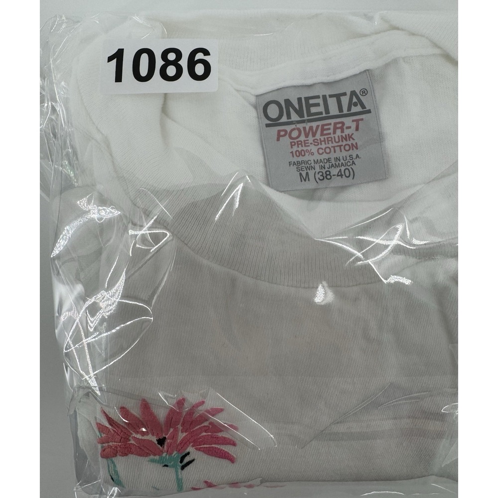 Vintage 1990 Oneita Wildflowers Graphic T-Shirt Size M Made in USA Single Stitch - Picture 11 of 11